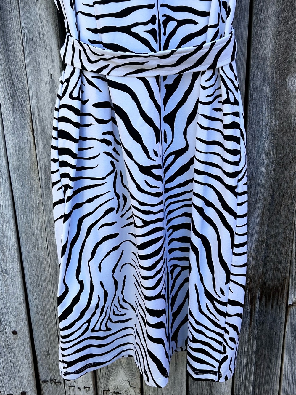 NWT J. McLaughlin Dolly Sleeveless Shirt Collar Dress Zebra White Black L - Picture 14 of 16